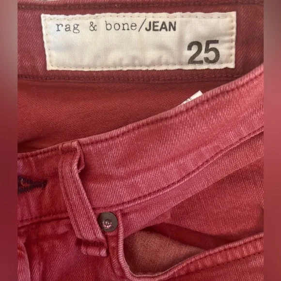 rag & bone Low Rise Skinny Jeans in Red Clay Women's Size 25 - Picture 4 of 7